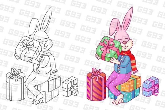A Cute Bunny Christmas Illustration for Holiday Graphics