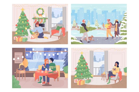 A Flat Color Christmas Graphic for Seasonal Product Lines