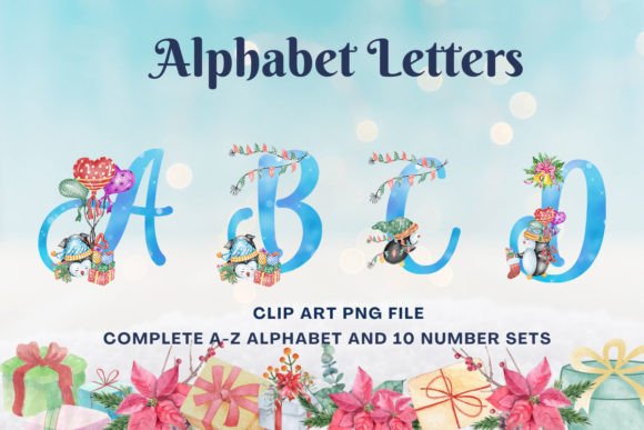 A Penguin Alphabet Graphics Kit for Holiday Branding