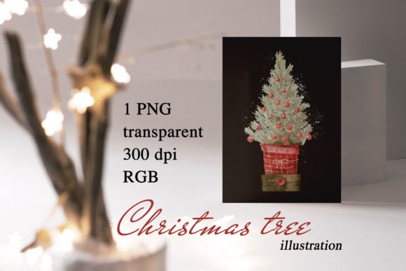 A Watercolor Christmas Tree for Graphics and Illustrations
