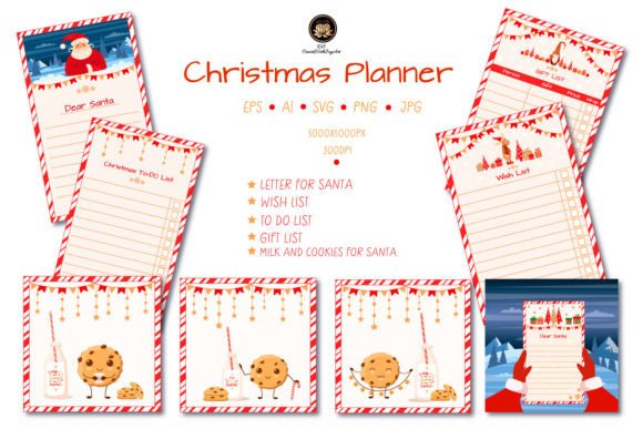 Christmas Planner Card Set: Illustrations for Website Graphics