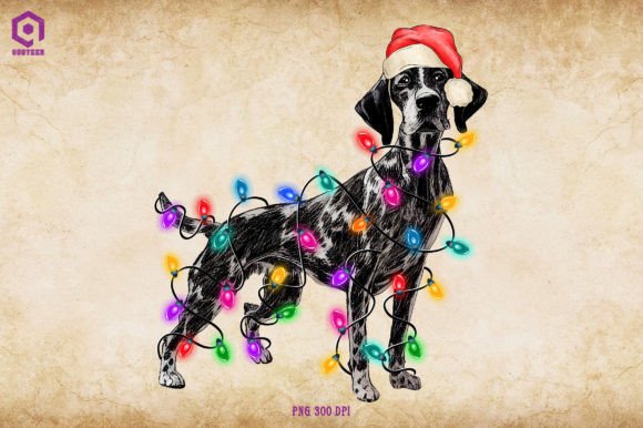 German Shorthaired Christmas Tree Lights Graphics for Crafters